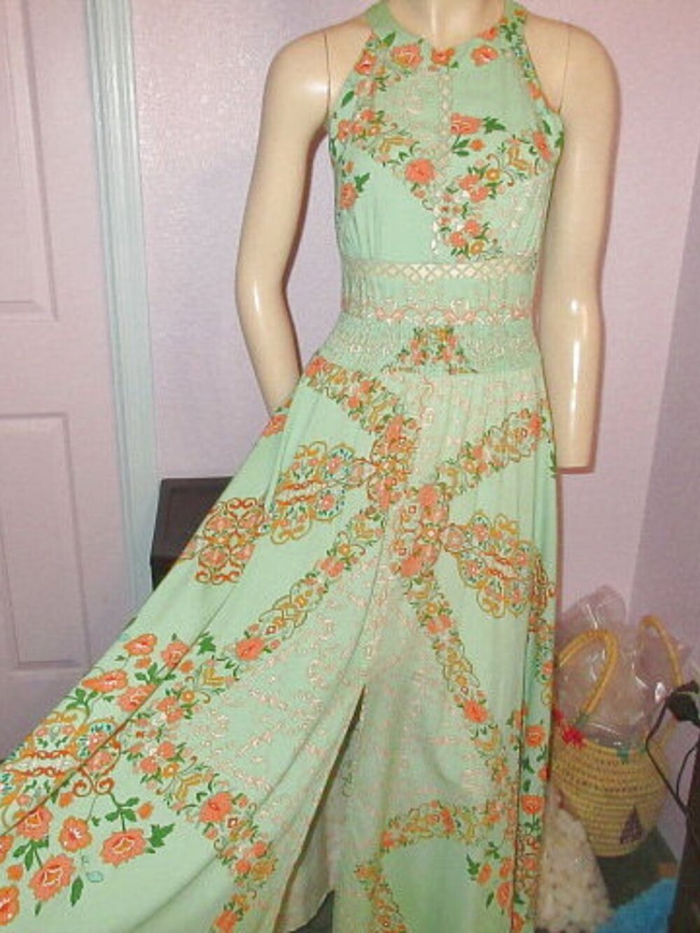 Jaase Endless Summer Celestia Maxi Dress Size S Open Tie Back Garden Floral NWT